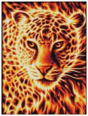 Алмазная вышивка «Огненный леопард», 30x40 см, Алмазная Живопись