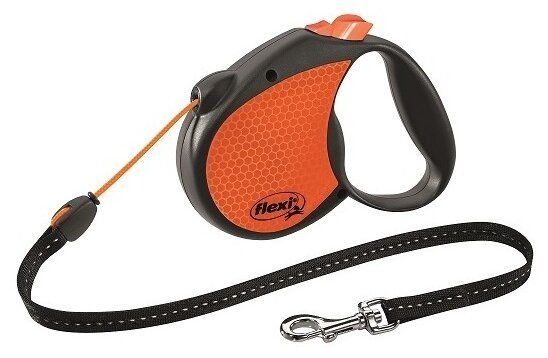 Поводок-рулетка для собак Flexi Neon S черный/оранжевый 5 м