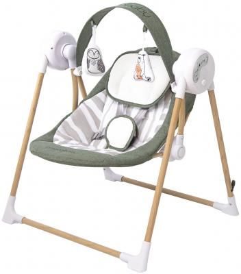 Электронные качели детские AMAROBABY WOODEN SWING, хаки