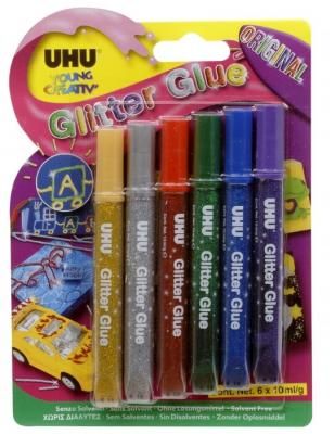 UHU Клеящие блестки для декорирования Young Creativ Glitter Glue Original (6 шт.) разноцветный