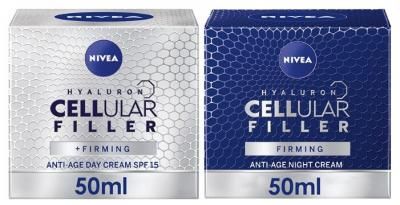 Nivea Hyaluron Cellular Filler Anti-age Day Cream SPF15 &amp; Hyaluron Cellular Filler Anti-age Night Cream Дневной и ночной кремы для лица с гиалуроном, 50 мл