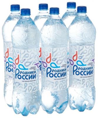 Минеральная вода Родники России негазированная ПЭТ, 6 шт. по 1.5 л