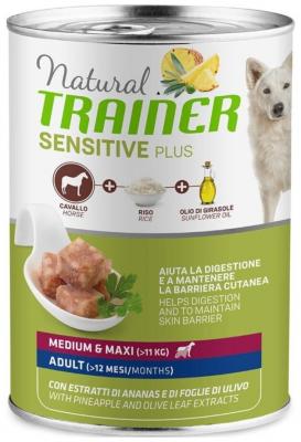 Влажный корм для собак TRAINER Natural, при чувствительном пищеварении, конина, с рисом 24 шт. х 400 г (для средних и крупных пород)