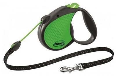 Поводок-рулетка для собак Flexi Neon M черный/зеленый 5 м